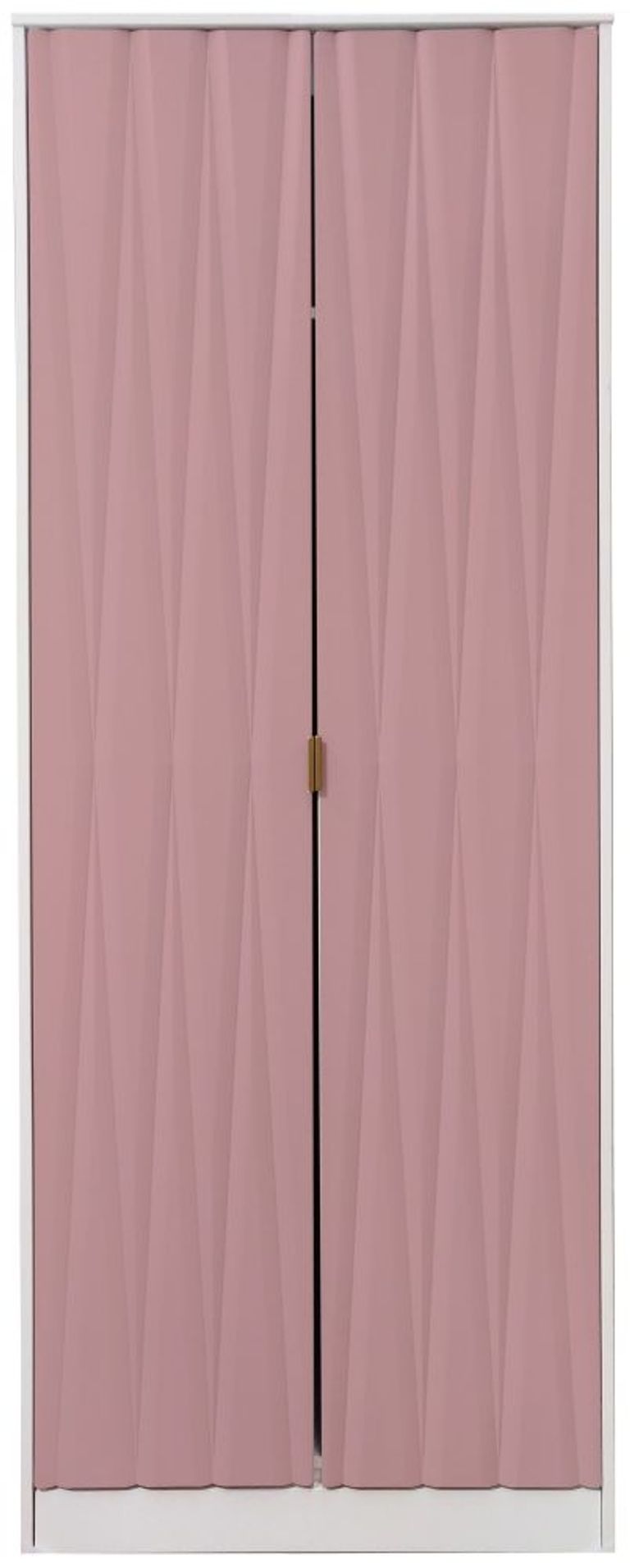 Diamond Pink and White 2 Door Plain Tall Wardrobe