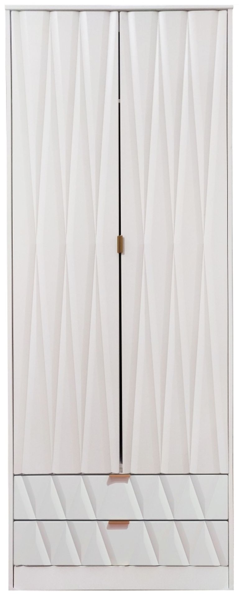 Diamond White 2 Door 2 Drawer Tall Wardrobe