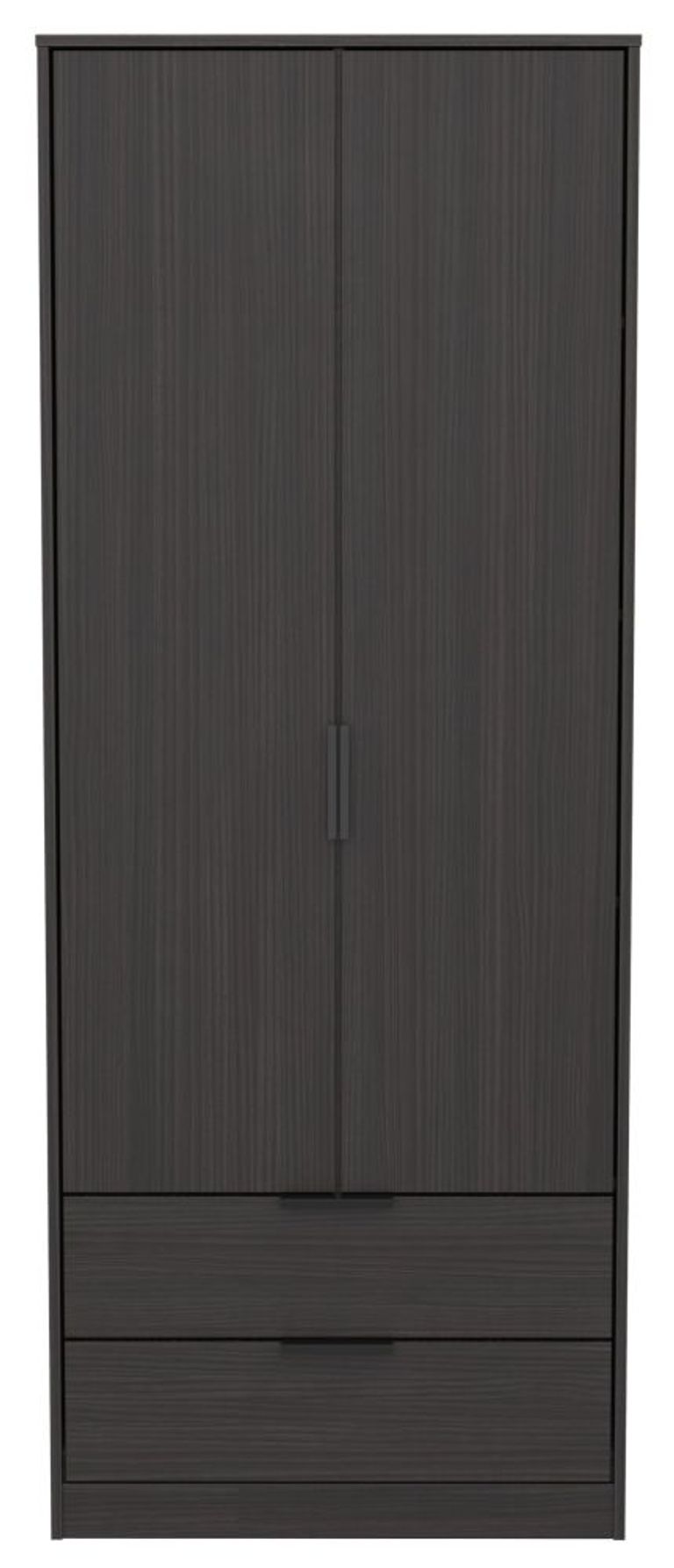 Diego Black 2 Door 2 Drawer Tall Wardrobe
