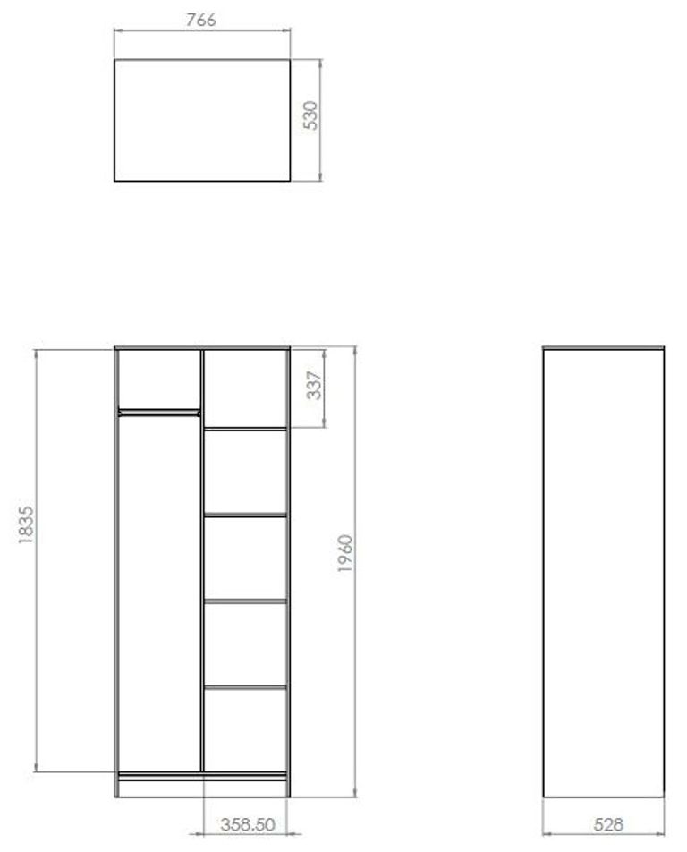 Diego Black Front Open Shelf Wardrobe