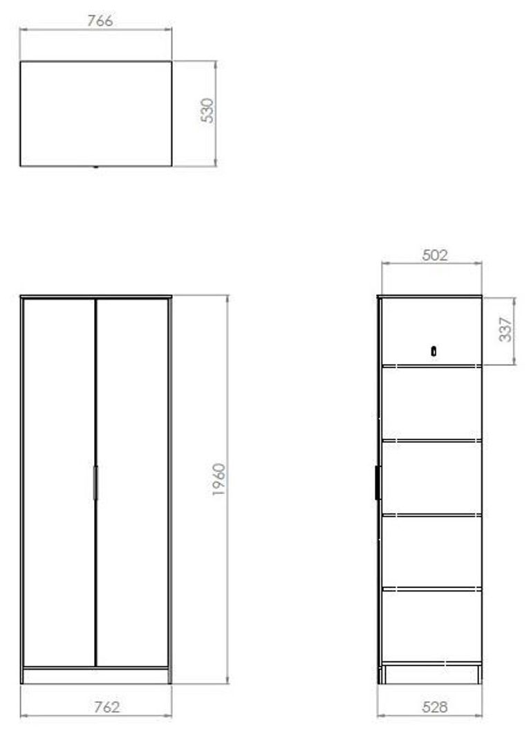 Diego Grey 2 Door Plain Tall Wardrobe