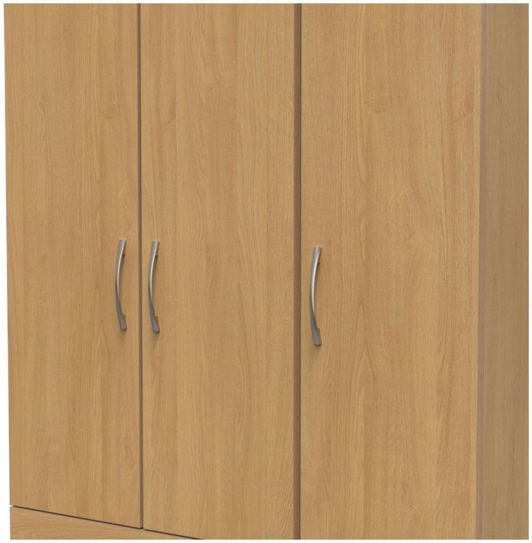 Eve Oak Effect 3 Door Tall Triple Wardrobe - LHF 2 Drawers