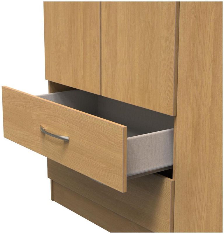 Eve Oak Effect 3 Door Tall Triple Wardrobe - LHF 2 Drawers
