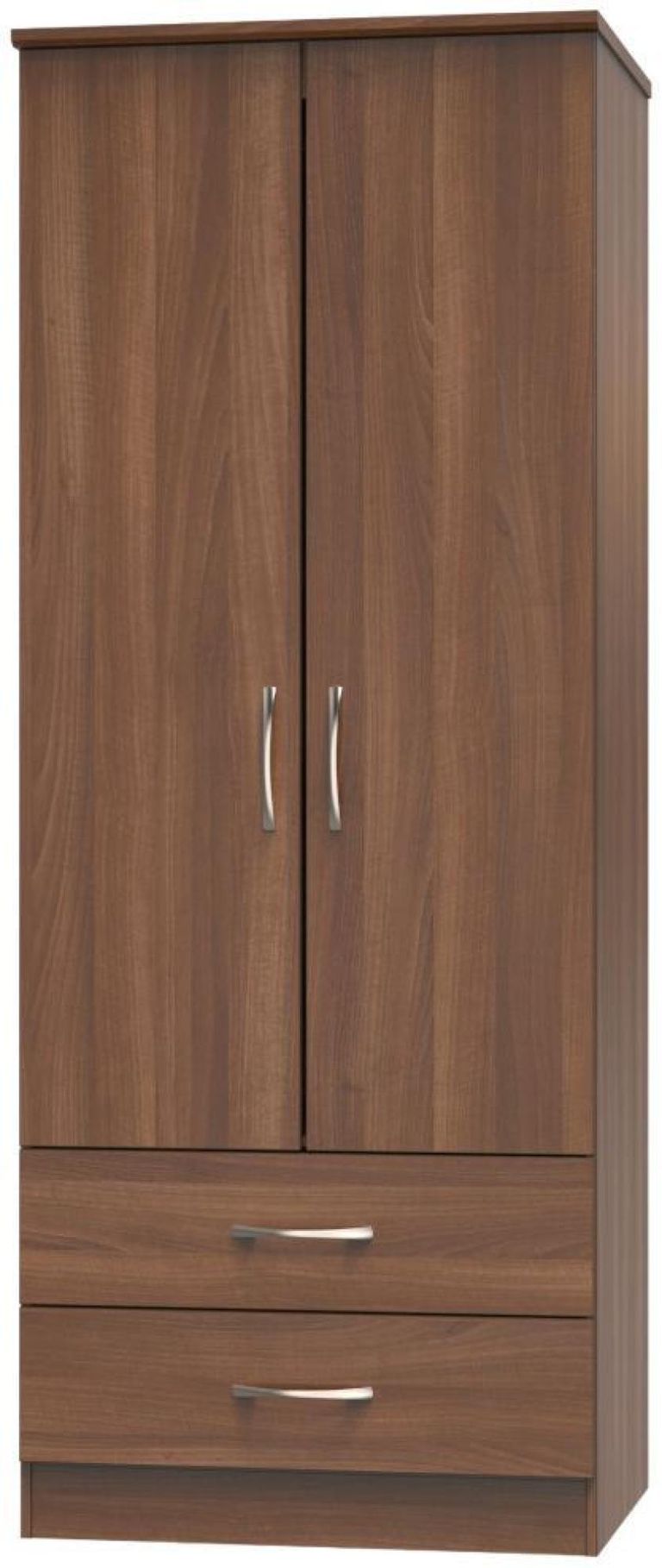 Eve Walnut 2 Door 2 Drawer Double Tall Wardrobe