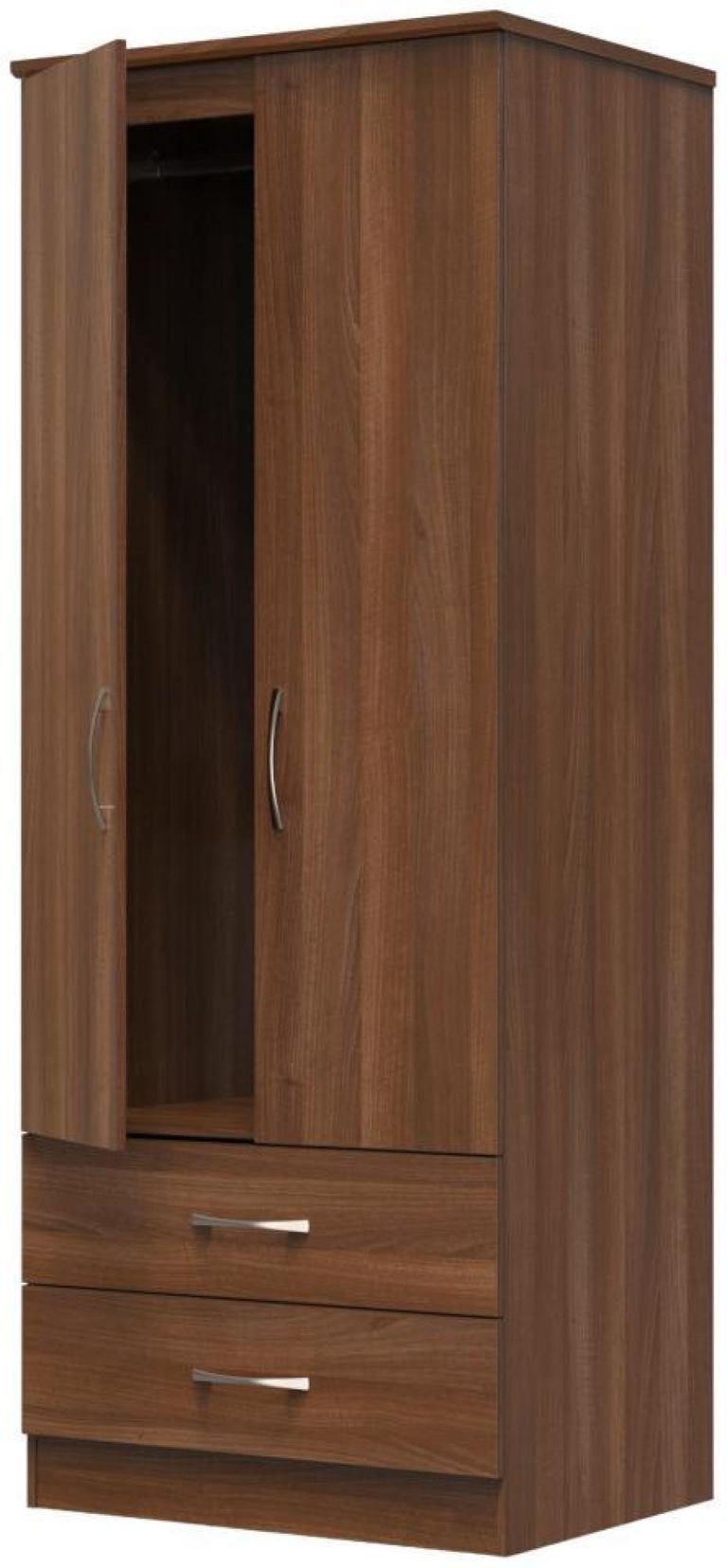 Eve Walnut 2 Door 2 Drawer Double Wardrobe