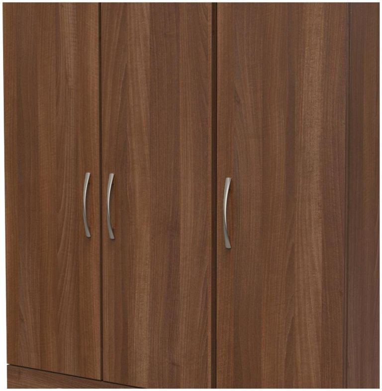 Eve Walnut Effect 3 Door Tall Triple Wardrobe - LHF 2 Drawers