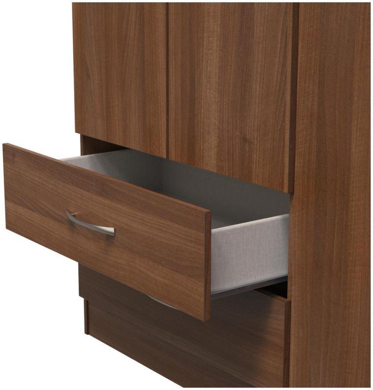 Eve Walnut Effect 3 Door Triple Wardrobe - LHF 2 Drawers