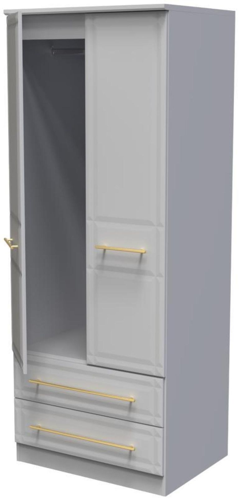 Faye Grey 2 Door 2 Drawer Double Wardrobe