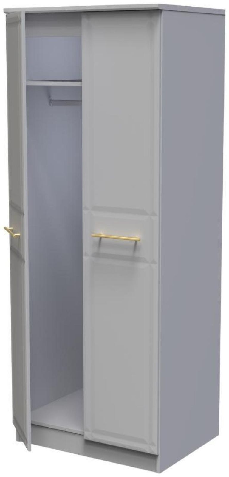 Faye Grey 2 Door Plain Tall Wardrobe