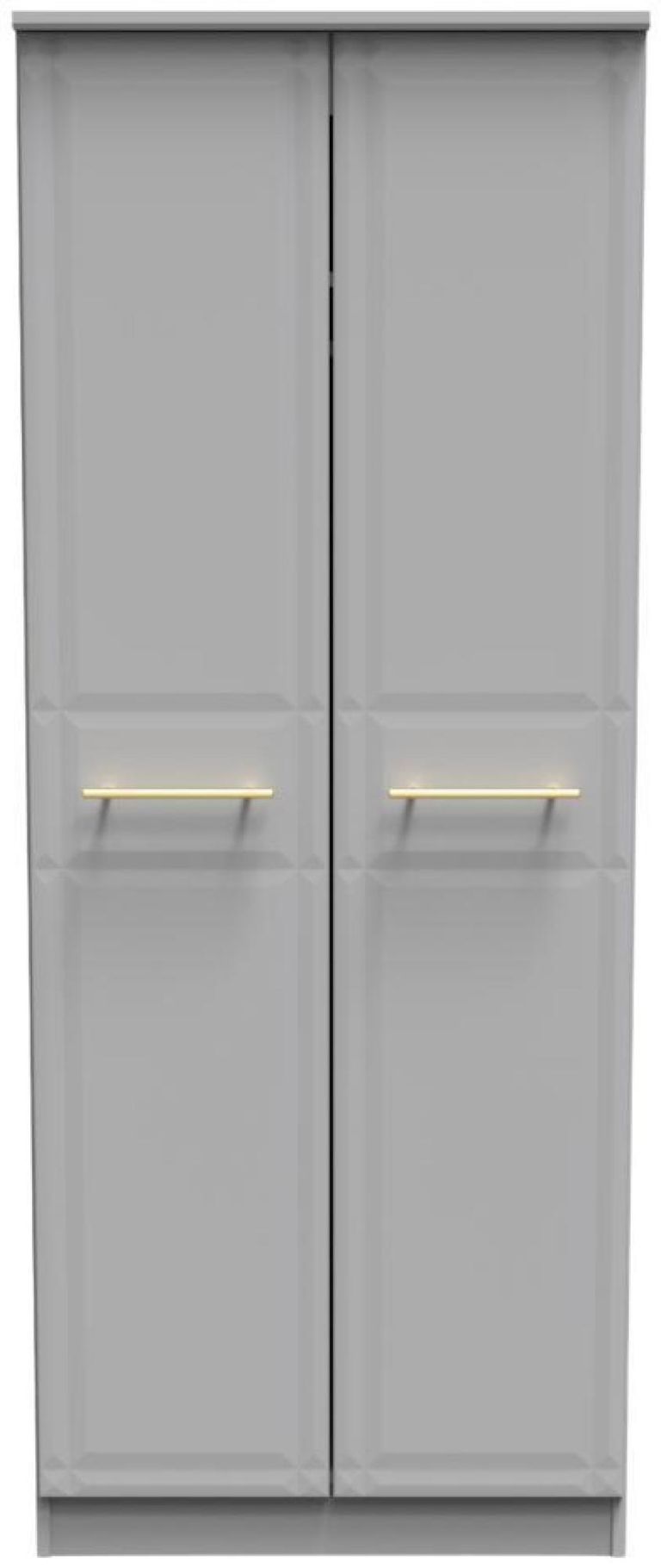 Faye Grey 2 Door Plain Tall Wardrobe