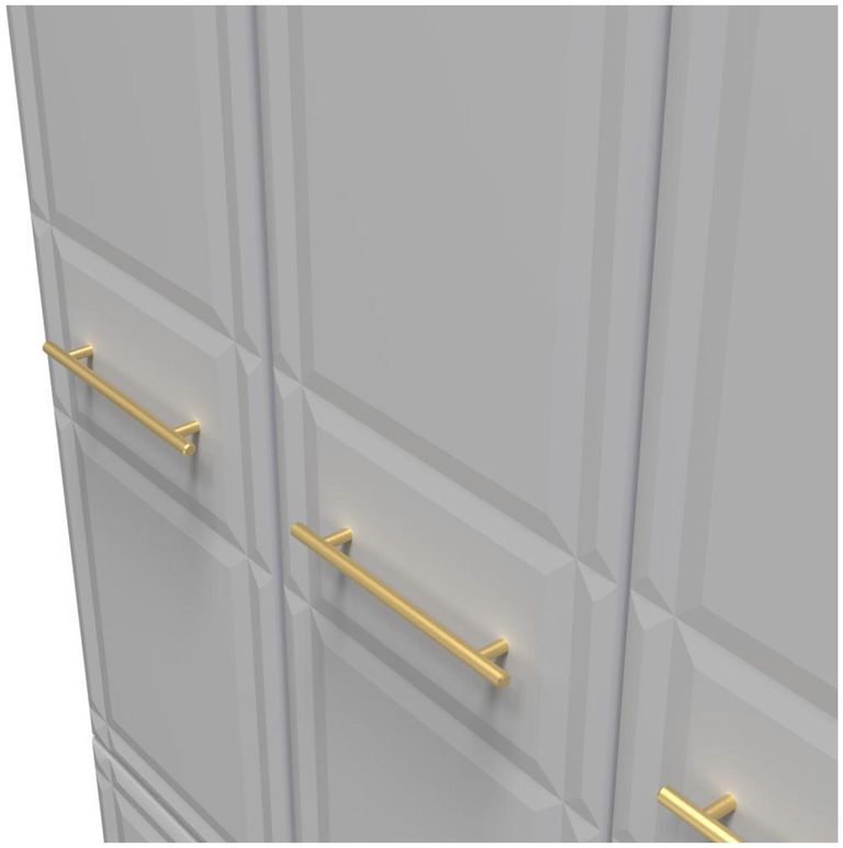 Faye Grey 3 Door Triple Wardrobe - LHF 2 Drawers