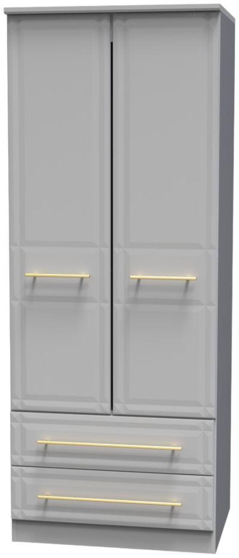 Faye Wardrobe - 2 Door - 2 Drawer - Double - Grey Ash