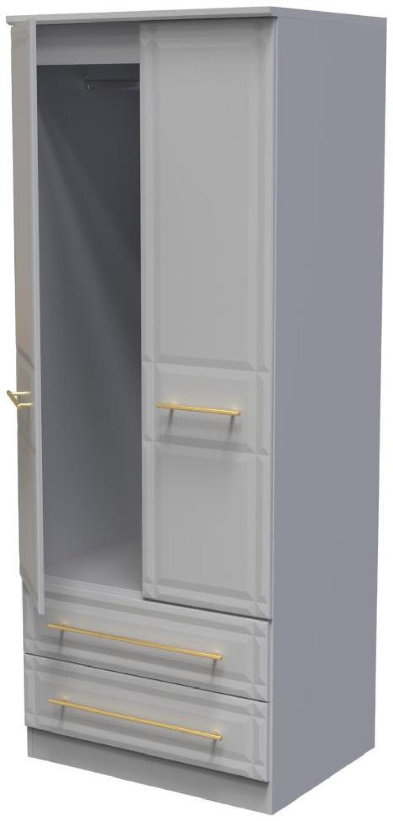 Faye Wardrobe - 2 Door - 2 Drawer - Double - Grey Ash