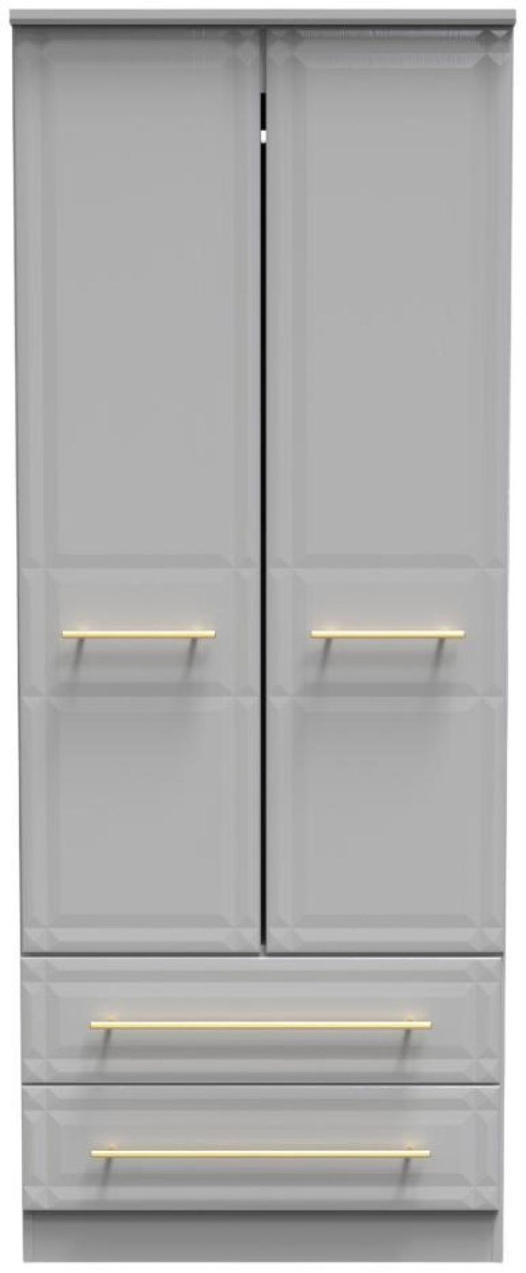 Faye Wardrobe - 2 Door - 2 Drawer - Double - Grey Ash