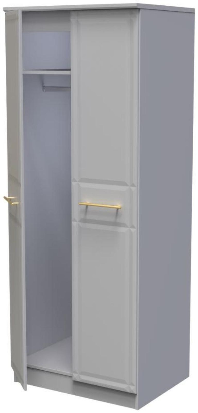Faye Grey Ash 2 Door Plain Tall Wardrobe