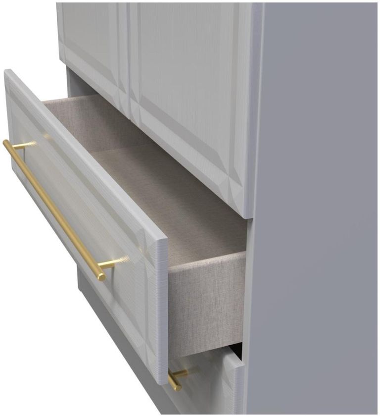 Faye Grey Ash 3 Door Triple Wardrobe - LHF 2 Drawers