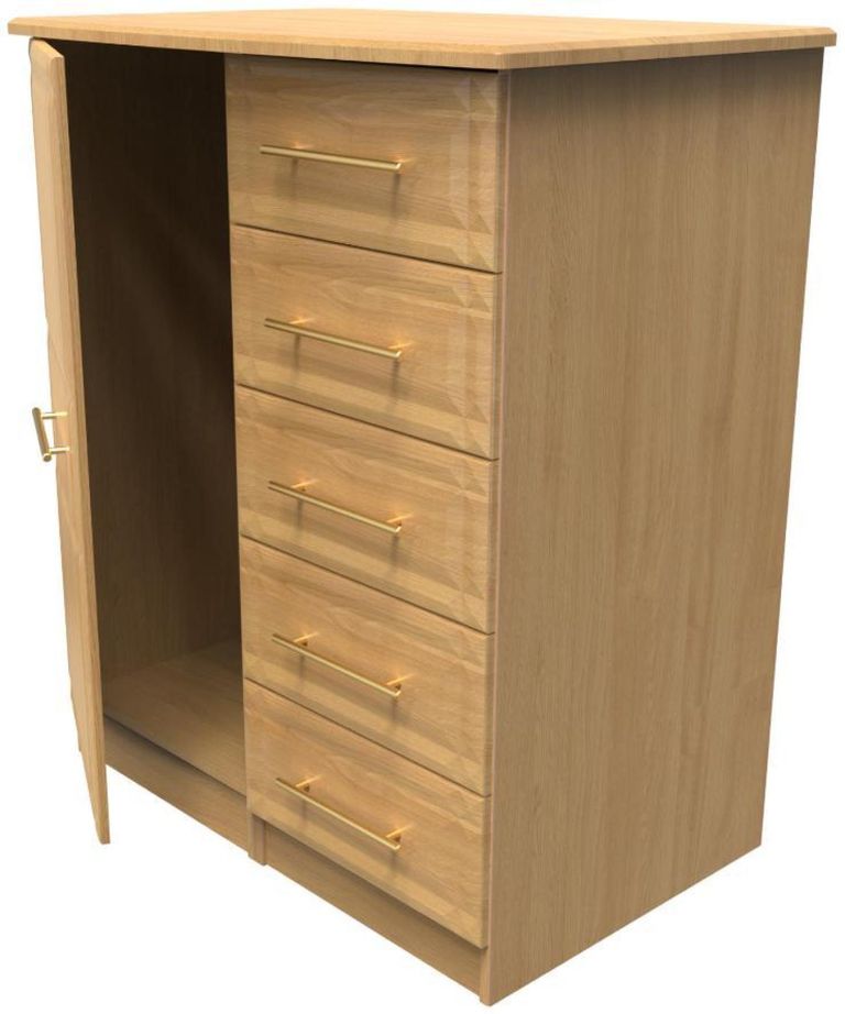 Faye Oak Effect 1 Door Midi Wardrobe