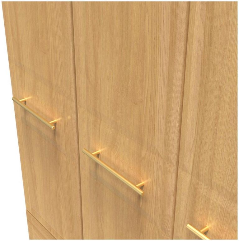 Faye Oak Effect 3 Door Triple Wardrobe - LHF 2 Drawers