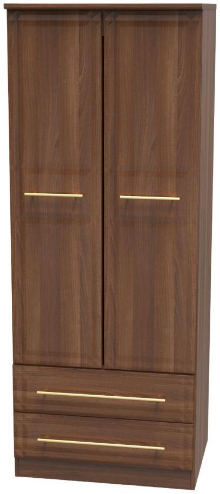 Faye Walnut Effect 2 Door 2 Drawer Double Wardrobe