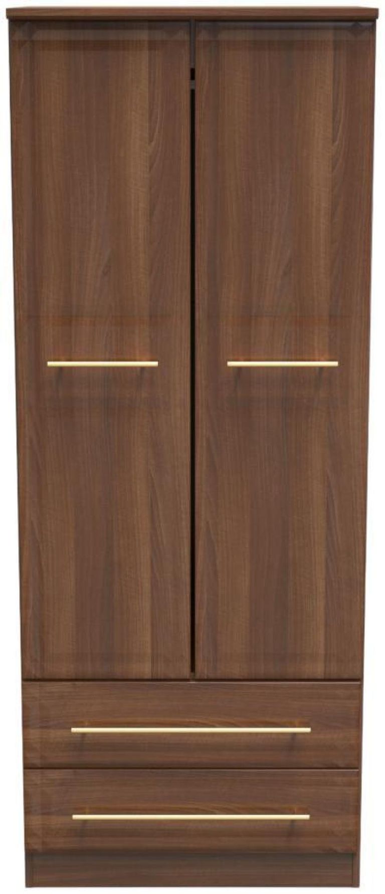 Faye Walnut Effect 2 Door 2 Drawer Double Wardrobe