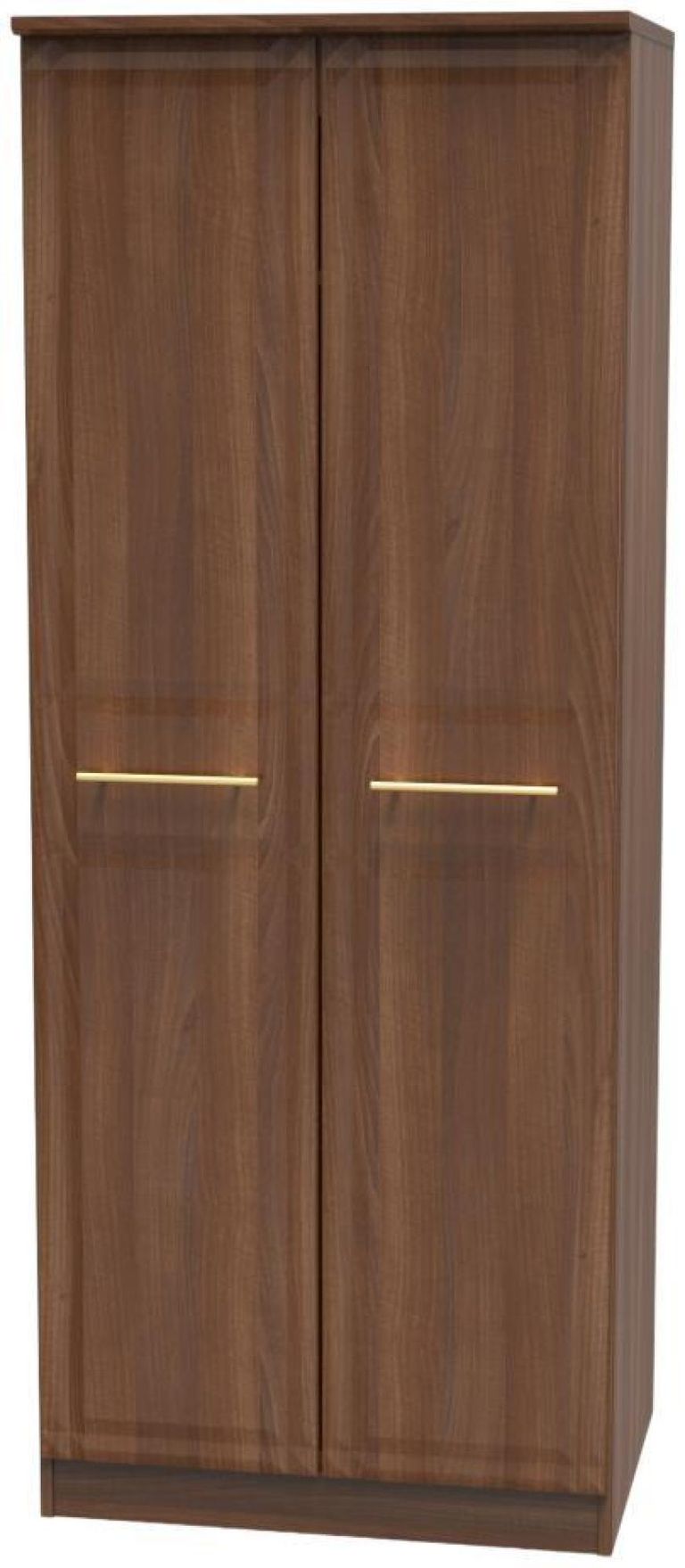 Faye Walnut Effect 2 Door Plain Tall Wardrobe