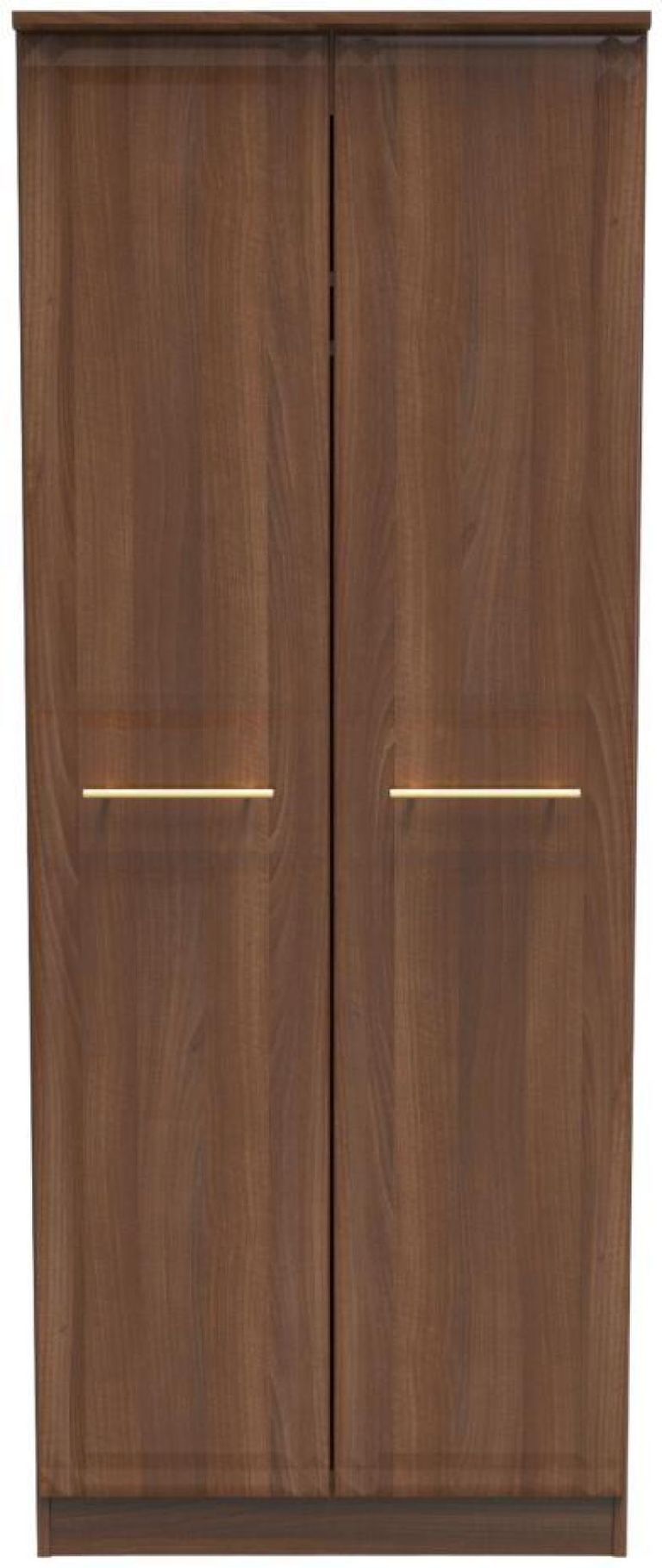 Faye Walnut Effect 2 Door Plain Tall Wardrobe