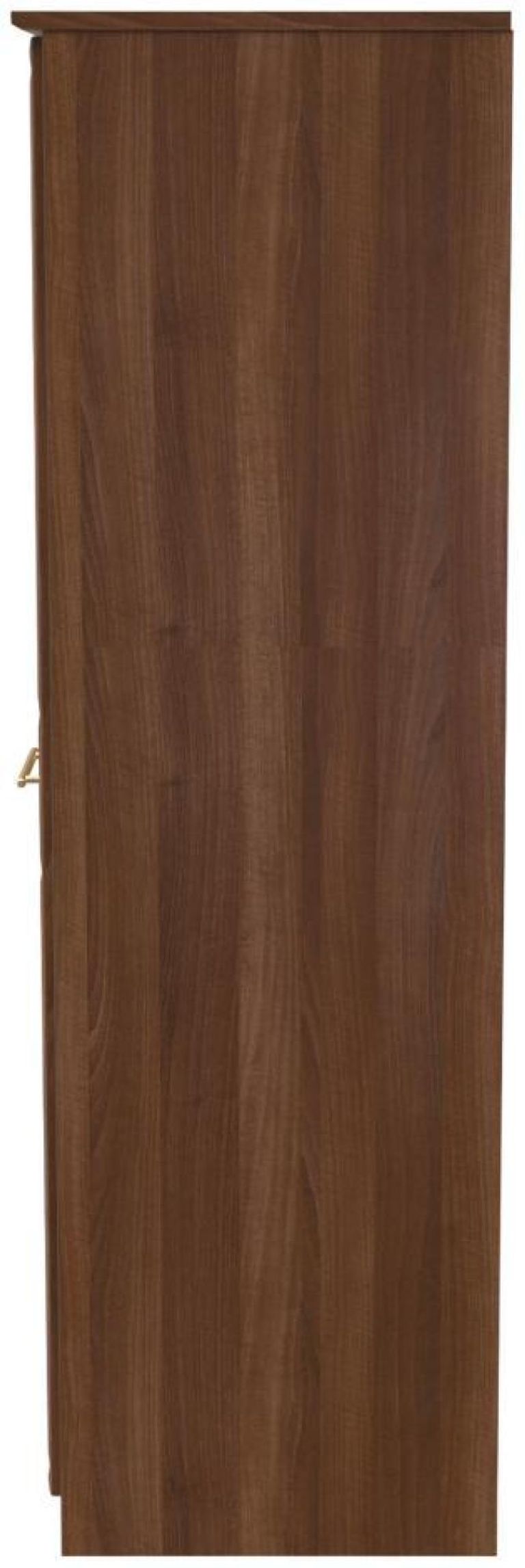 Faye Walnut Effect 3 Door Triple Wardrobe - LHF 2 Drawers