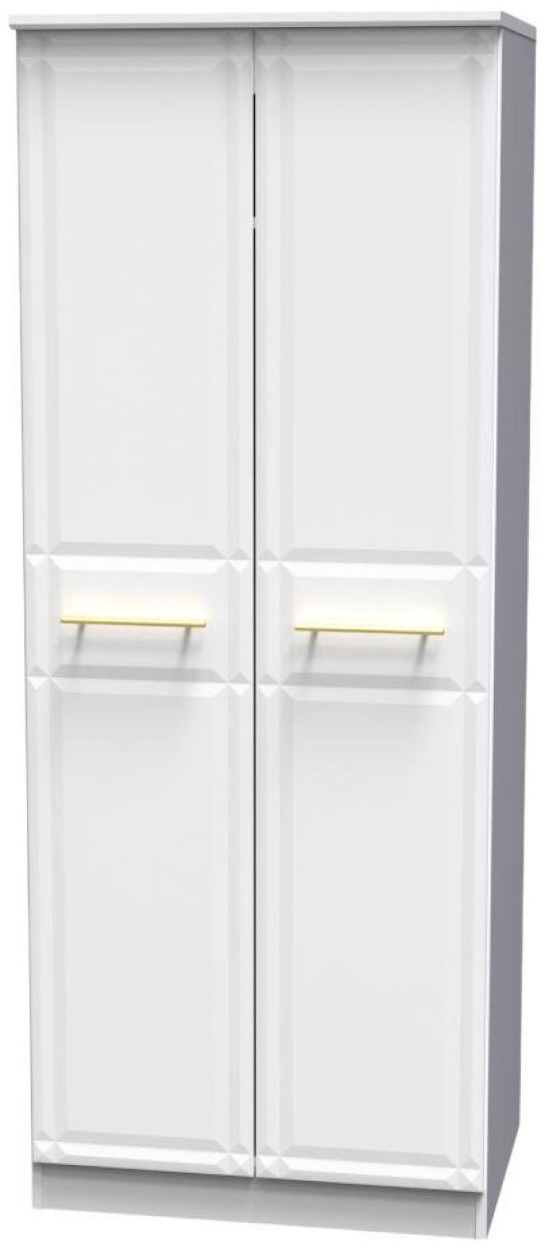 Faye White 2 Door Plain Tall Wardrobe