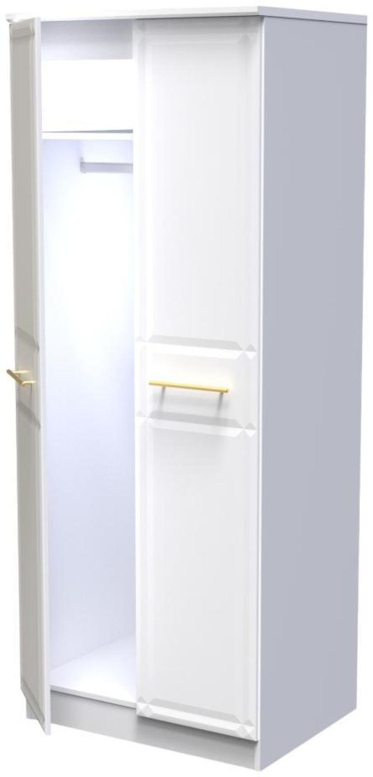 Faye White 2 Door Plain Tall Wardrobe