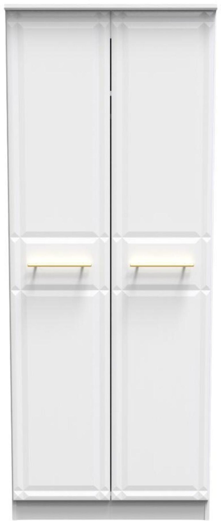 Faye White 2 Door Plain Tall Wardrobe