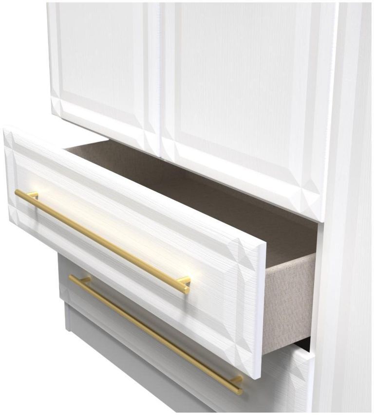 Faye White 3 Door Triple Wardrobe - LHF 2 Drawers