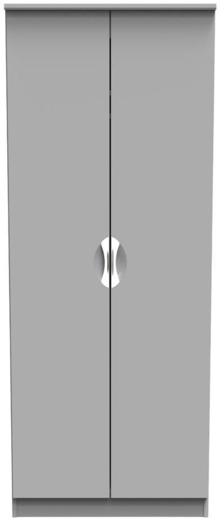 Flora Grey 2 Door Plain Tall Wardrobe
