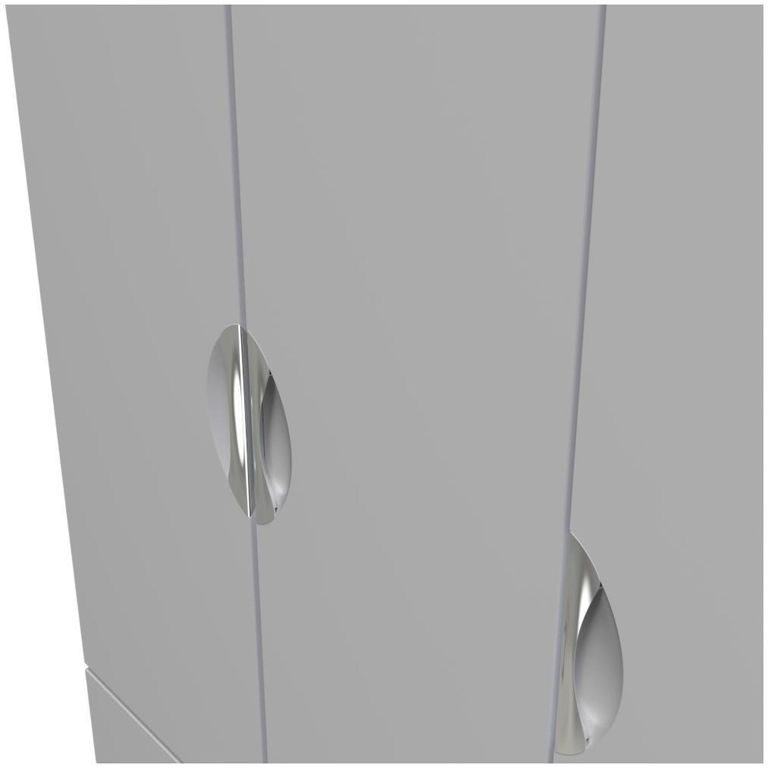 Flora Grey 3 Door Triple Wardrobe - LHF 2 Drawers