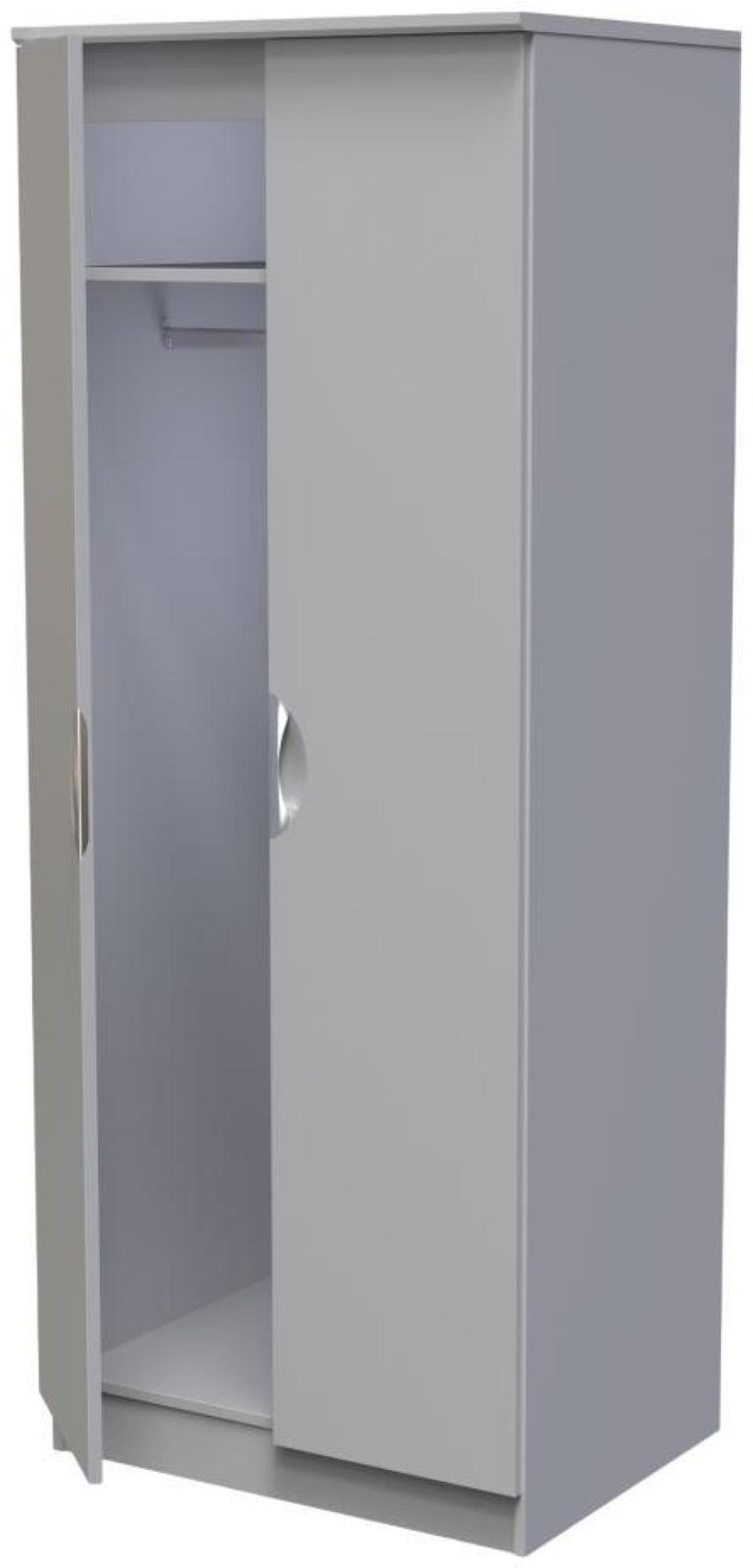 Flora Grey Ash 2 Door Plain Tall Wardrobe