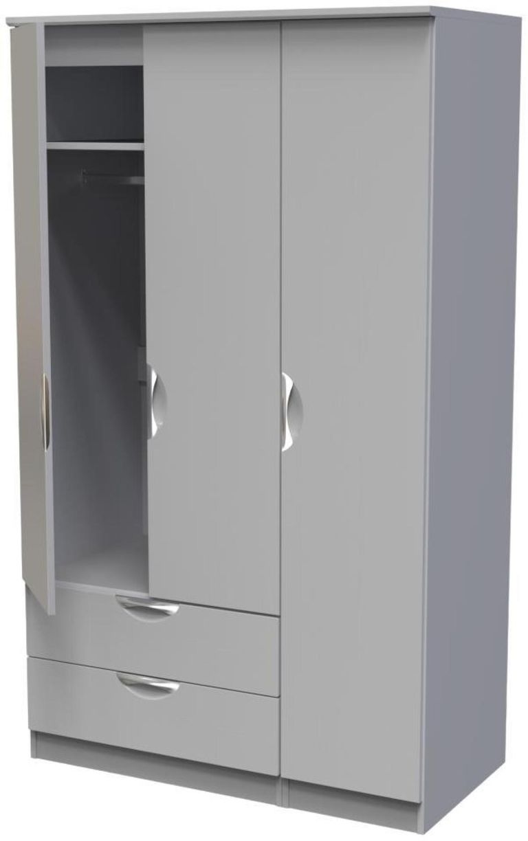 Flora Grey Ash 3 Door Triple Wardrobe - LHF 2 Drawers