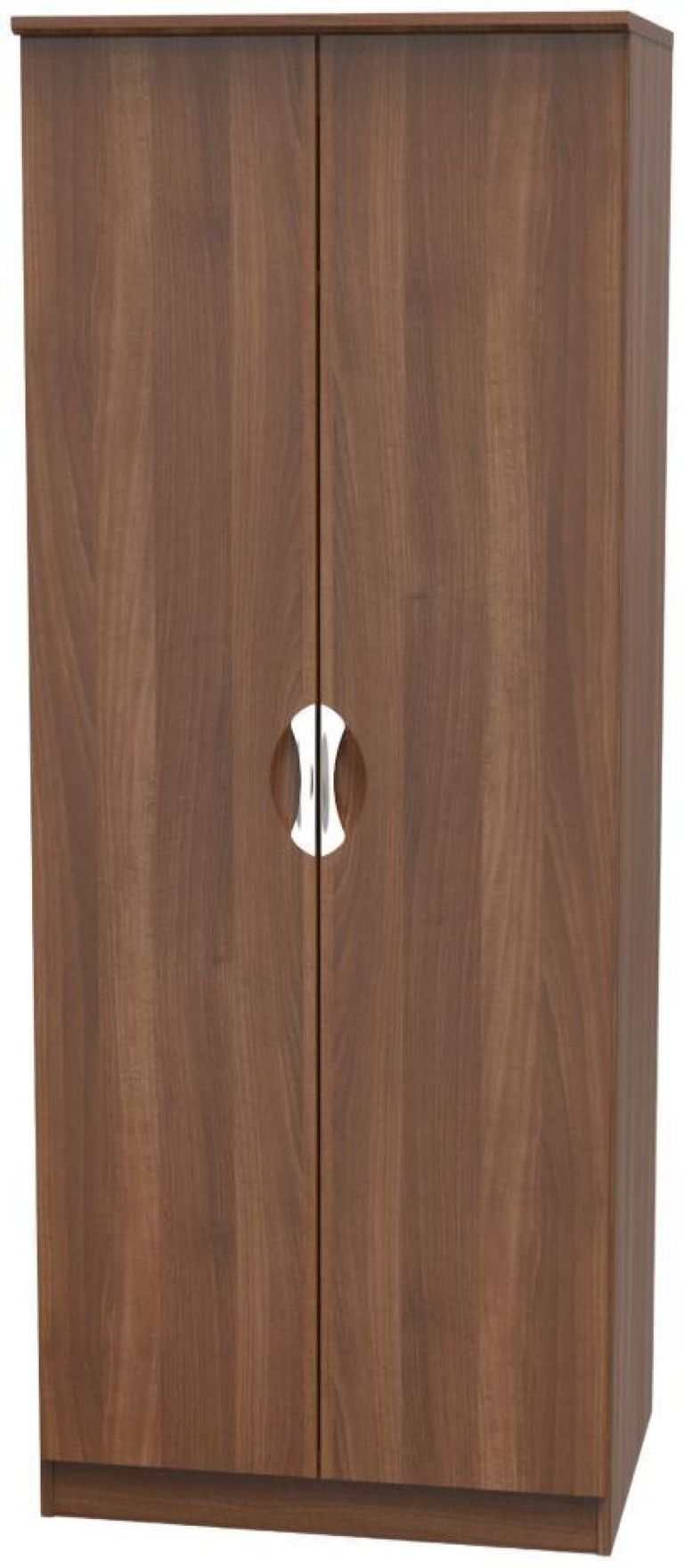 Flora Walnut Effect 2 Door Plain Tall Wardrobe
