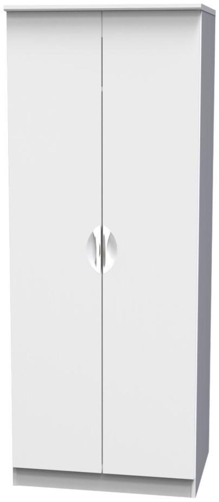 Flora White 2 Door Plain Tall Wardrobe