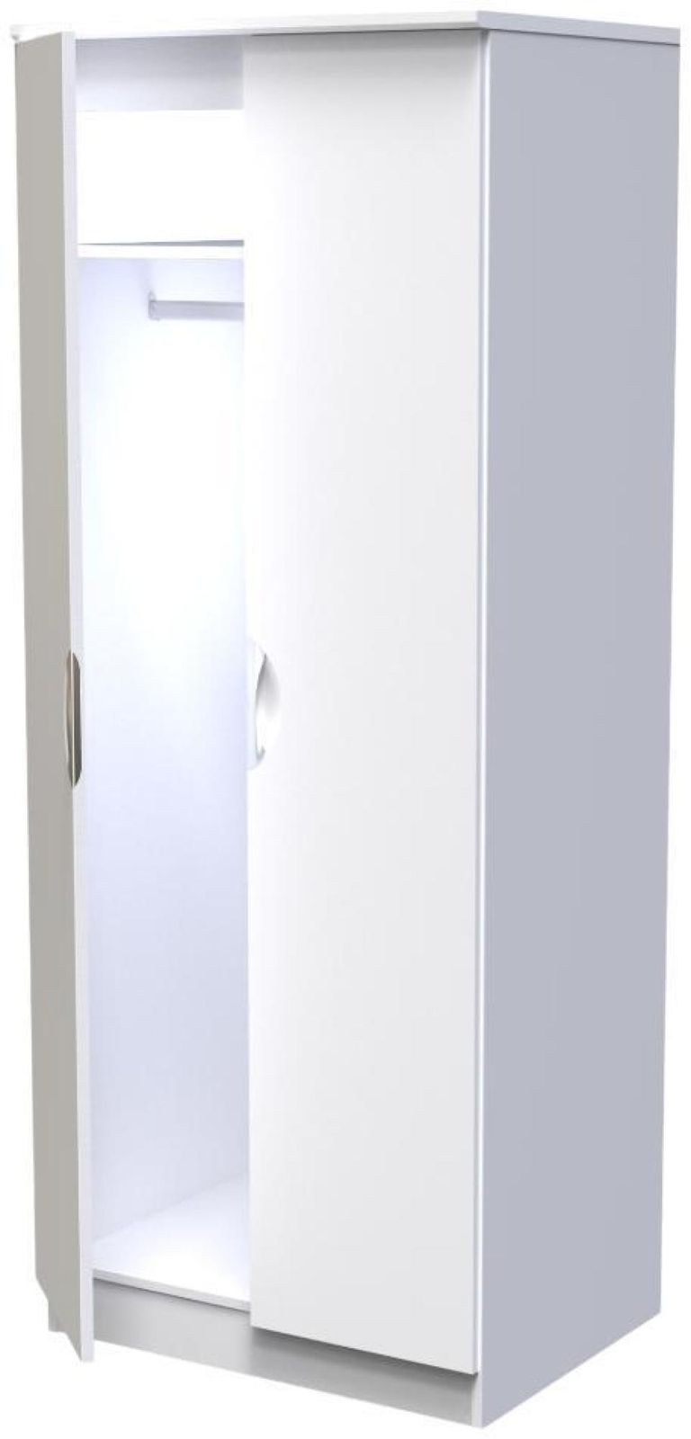 Flora White 2 Door Plain Tall Wardrobe