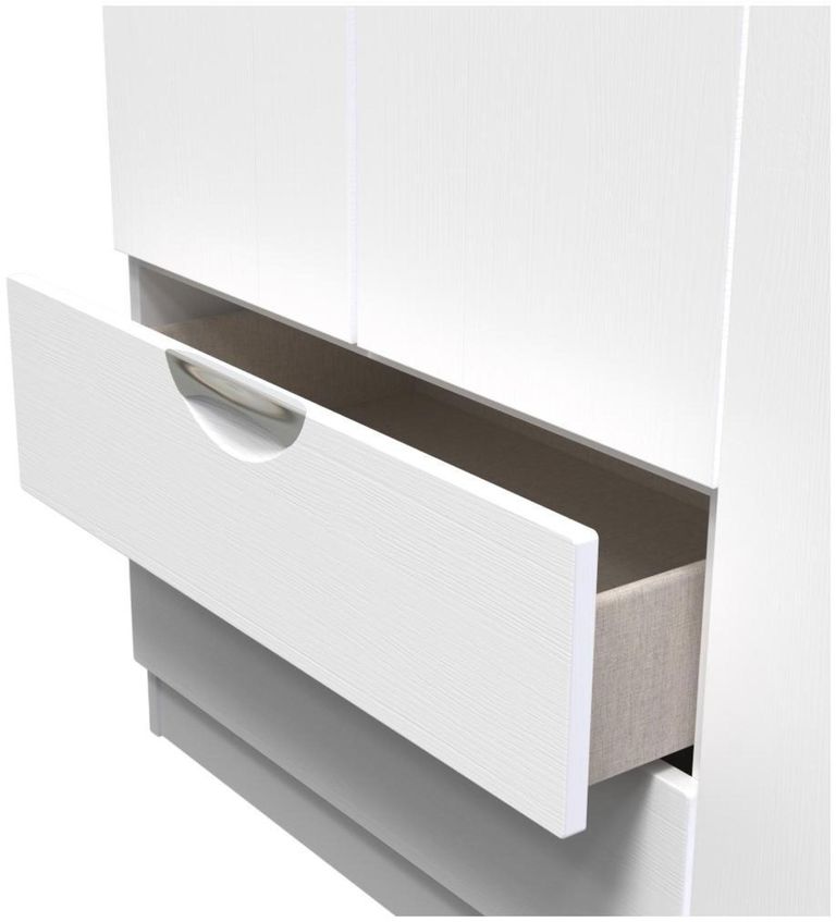 Flora White 3 Door Triple Wardrobe - LHF 2 Drawers