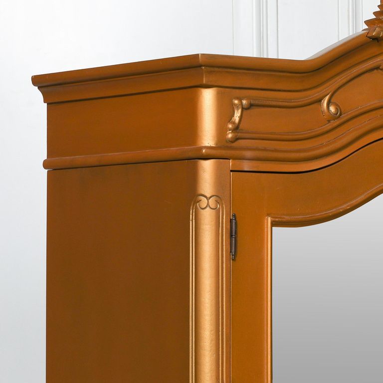 French Style Armoire Wardrobe - Gold Carved - 2 Door Mirror