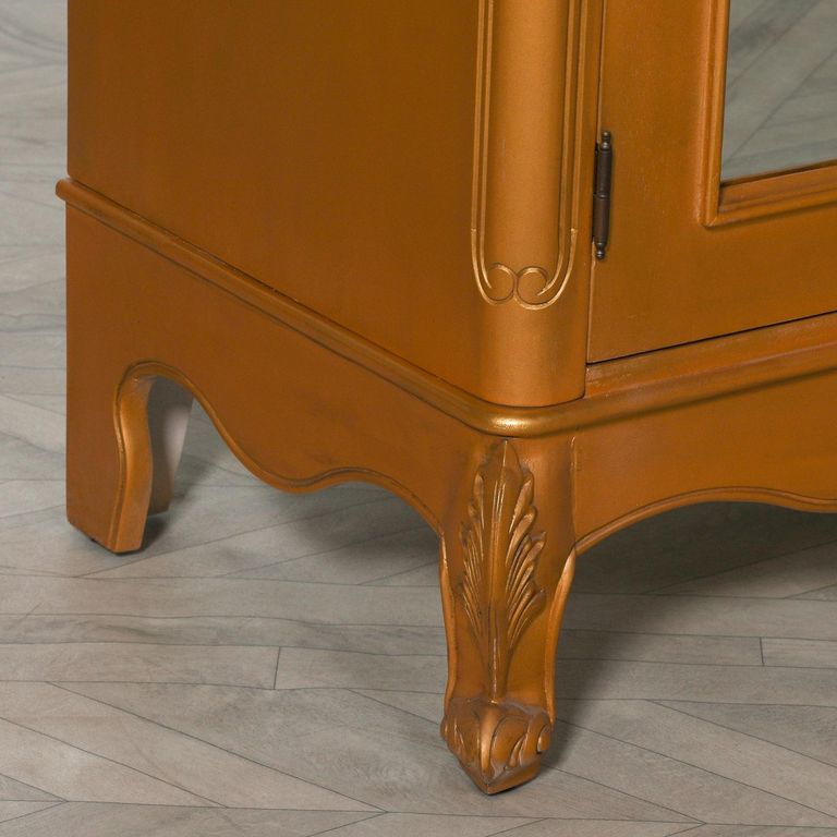 French Style Armoire Wardrobe - Gold Carved - 2 Door Mirror