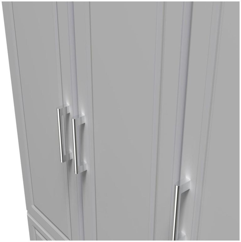 Gina Grey 3 Door Triple Wardrobe - LHF 2 Drawers