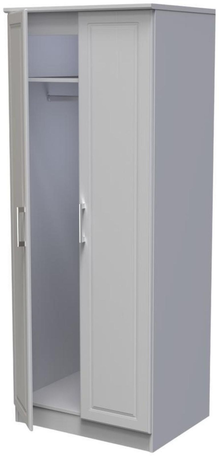 Gina Grey Ash 2 Door Plain Tall Wardrobe