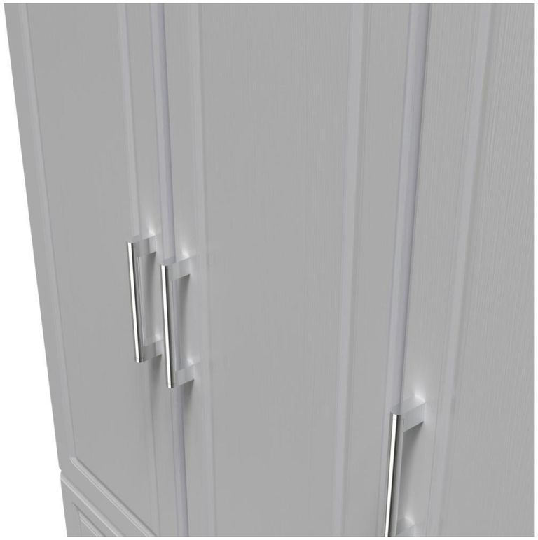 Gina Grey Ash 3 Door Triple Wardrobe - LHF 2 Drawers