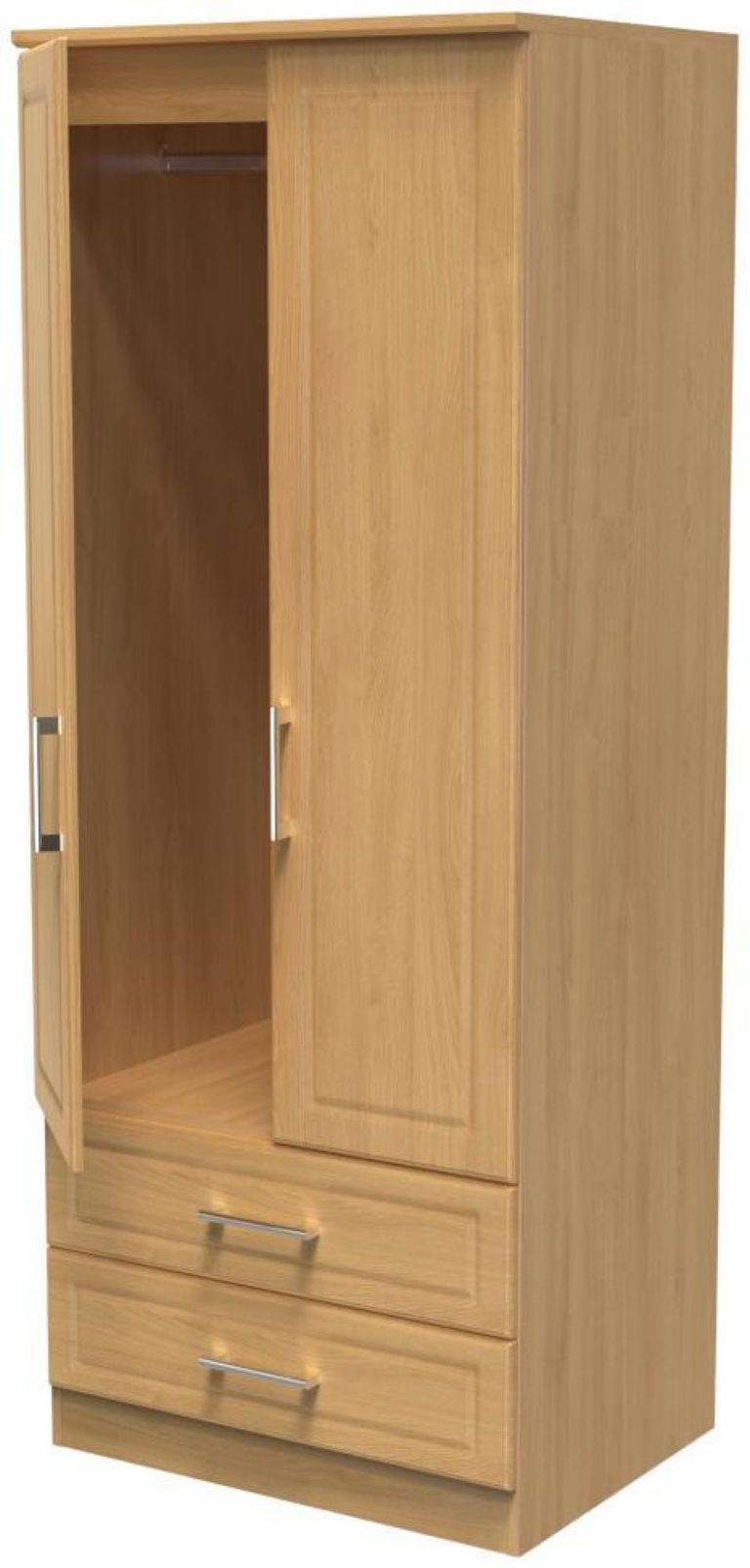 Gina Oak Effect 2 Door 2 Drawer Double Wardrobe
