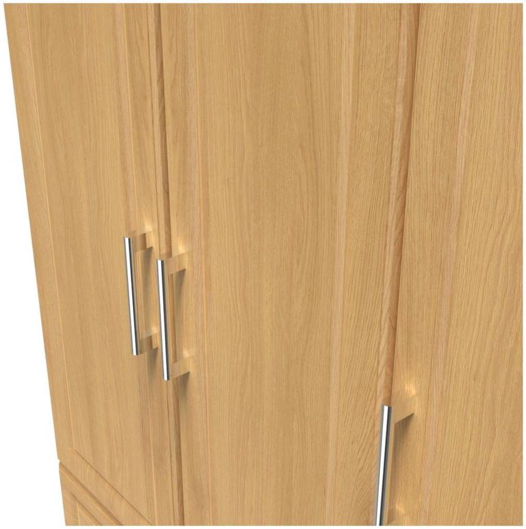 Gina Oak Effect 3 Door Triple Wardrobe - LHF 2 Drawers