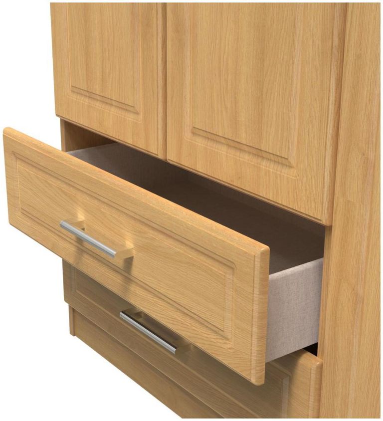 Gina Oak Effect 3 Door Triple Wardrobe - LHF 2 Drawers