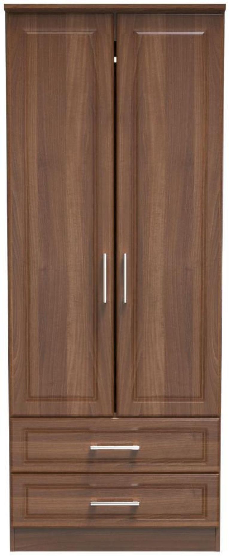 Gina Walnut Effect 2 Door 2 Drawer Double Wardrobe