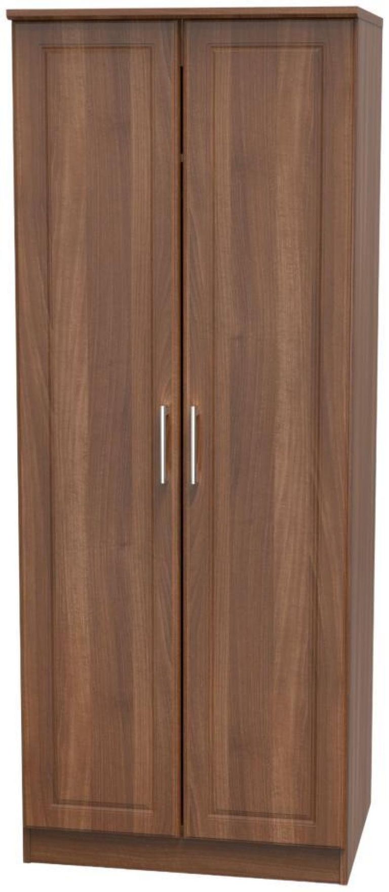 Gina Walnut Effect 2 Door Plain Tall Wardrobe