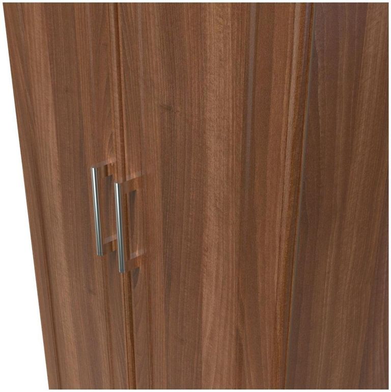 Gina Walnut Effect 2 Door Plain Tall Wardrobe